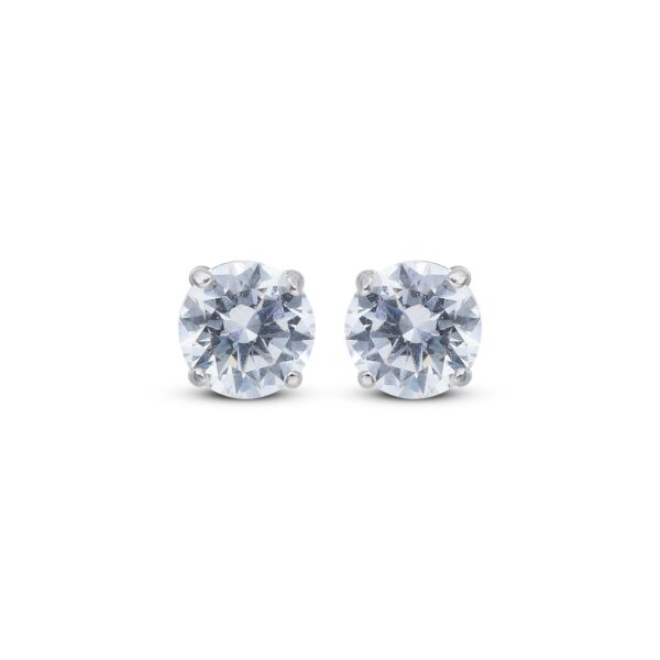 9ct White Gold Round 4mm CZ Stud Earrings - Image 2