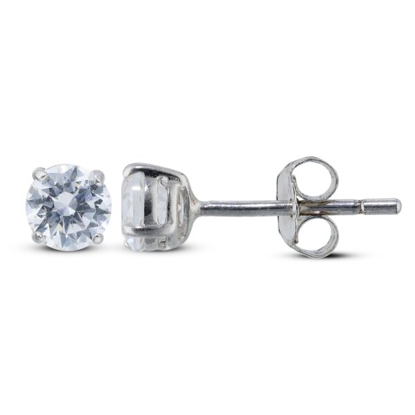 9ct White Gold Round 4mm CZ Stud Earrings