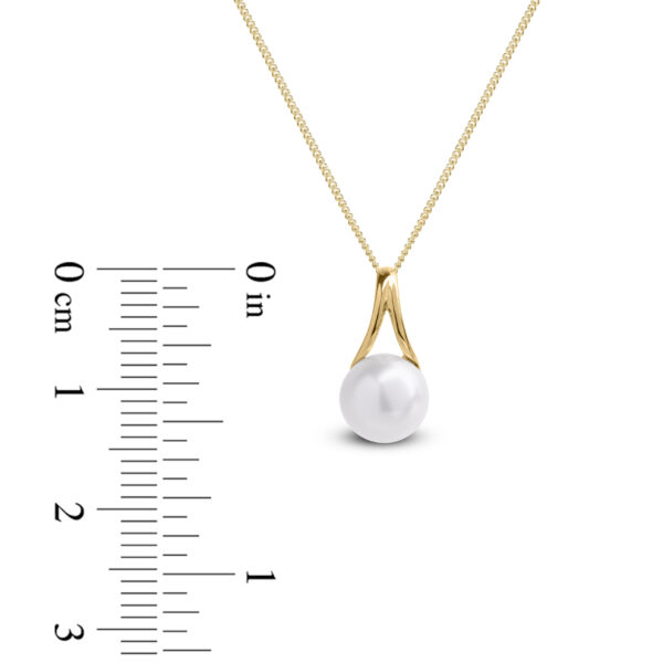 9ct Yellow Gold Freshwater Pearl Twisted Pendant Necklace - Image 2