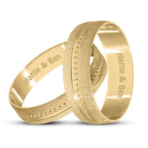 Personalised 9ct Yellow Gold Wedding Ring Set with Moon Dust
