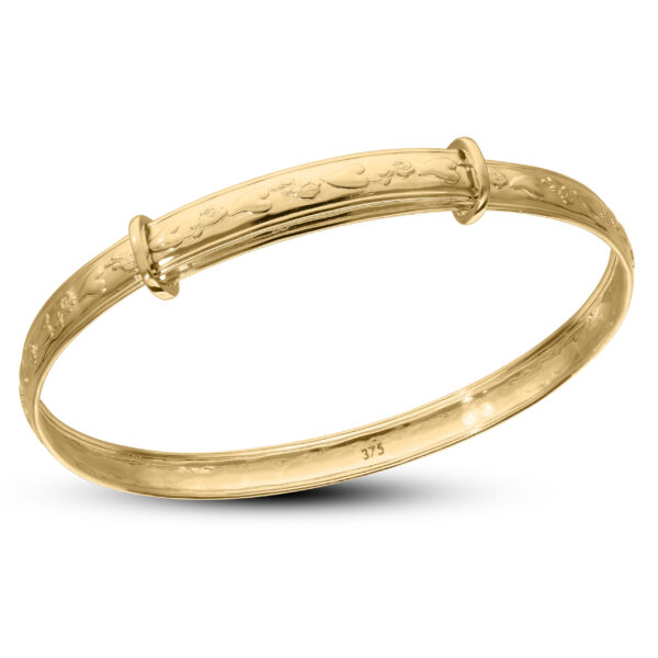 9ct Yellow Gold Heart Baby Bangle (1-3yrs)