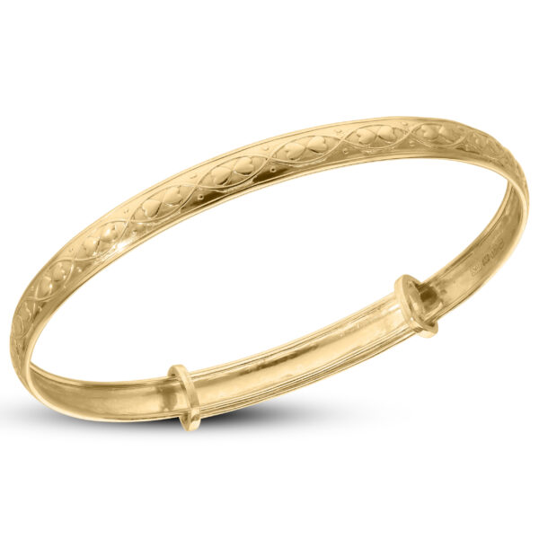9ct Gold Double Heart Baby Bangle (1-3yrs) - Image 2