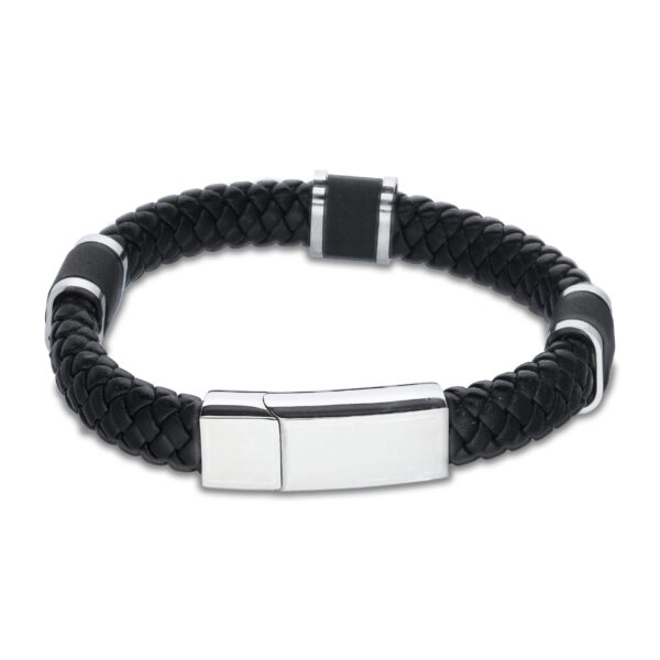 Leather Plaited Metal Initial Gent's Bracelet - Image 4