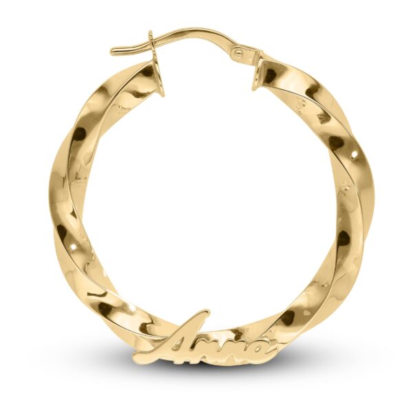 Personalised 9ct Gold Twisted Hoop Earrings - Image 3