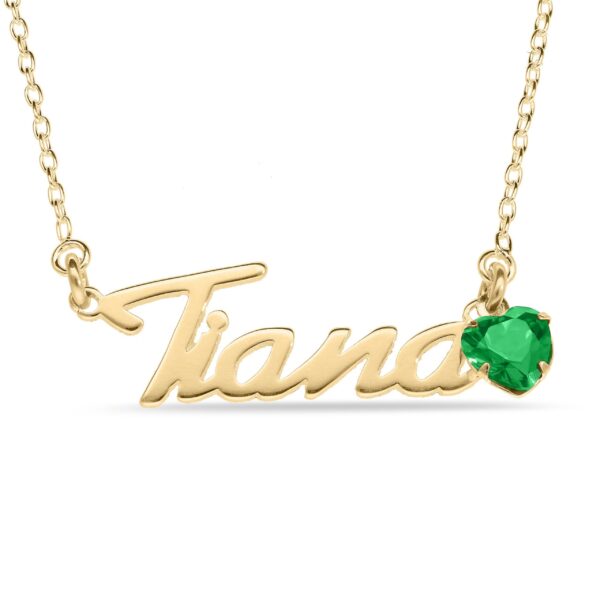 Personalised 9ct Yellow Gold Birthstone Name Necklace - Image 2