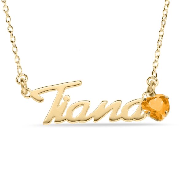 Personalised 9ct Yellow Gold Birthstone Name Necklace - Image 3