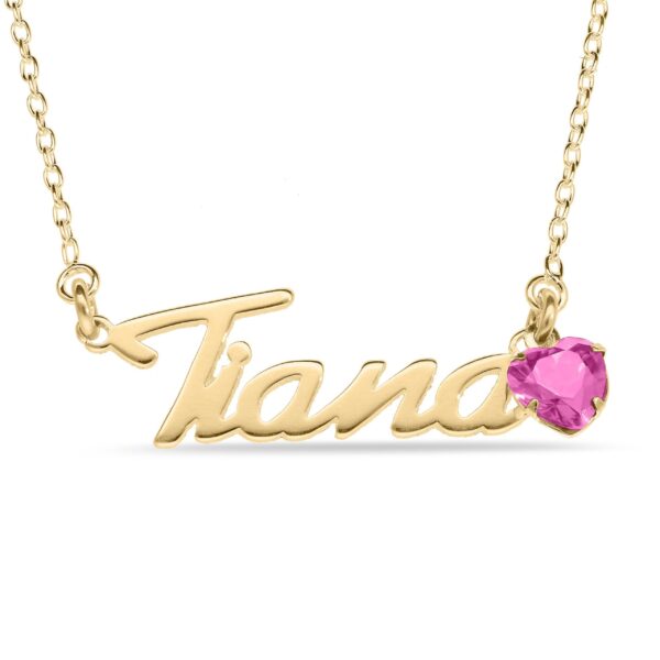 Personalised 9ct Yellow Gold Birthstone Name Necklace - Image 4