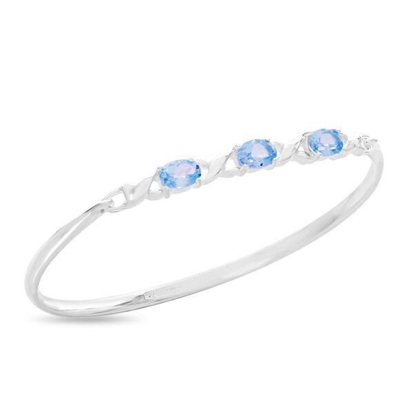 Sterling Silver Blue Topaz Woman's Bangle - Image 3