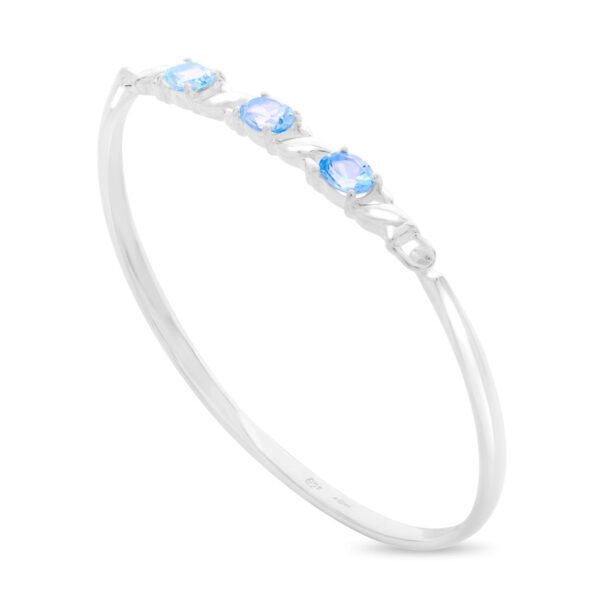 Sterling Silver Blue Topaz Woman's Bangle - Image 2