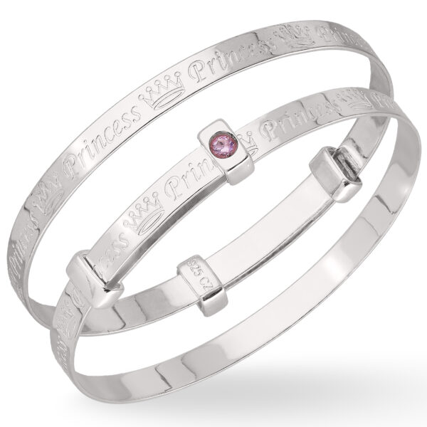 Sterling Silver Princess or Prince Charming Baby Bangle (0-1yrs) - Image 4