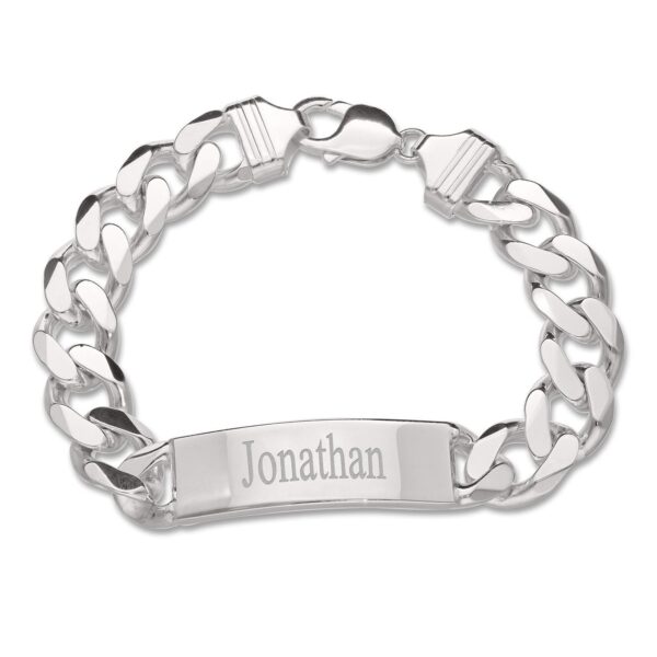 Personalised Sterling Silver Heavy ID Cuban Curb Bracelet - Image 2