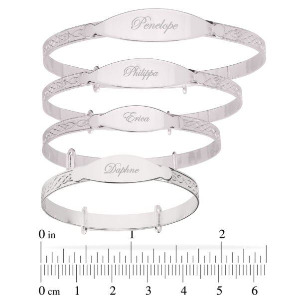 Personalised Sterling Silver Unisex Baby Bangle with Diamond (0-5+yrs) - Image 3