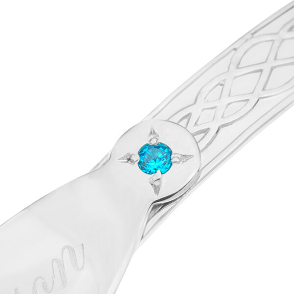 Personalised Sterling Silver Boy Baby Bangle with blue stone (0-5+yrs) - Image 4