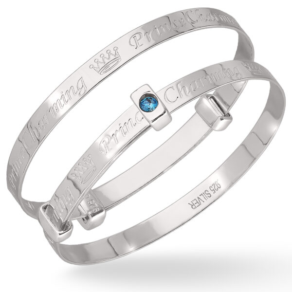 Sterling Silver Princess or Prince Charming Baby Bangle (0-1yrs) - Image 3
