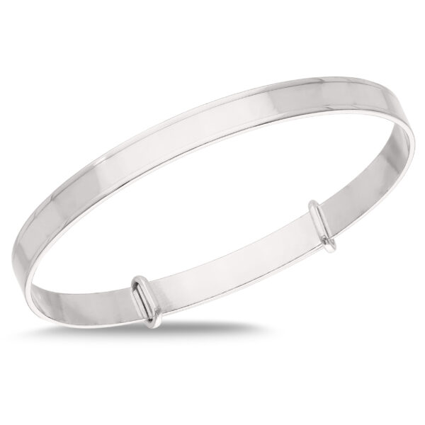 Personalised Sterling Silver Unisex Infant Baby Bangle with Diamond (1-3yrs) - Image 2