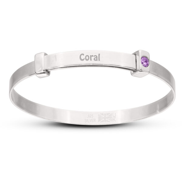 Personalised ''You are Forever Loved'' 925 Unisex Birthstone Baby Bangle (0-3yrs) - Image 10