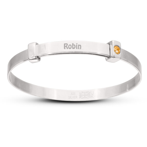 Personalised ''You are Forever Loved'' 925 Unisex Birthstone Baby Bangle (0-3yrs) - Image 11