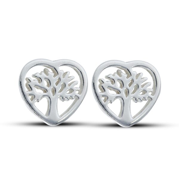 925 Silver Tree Of Life Stud Earrings - Image 2