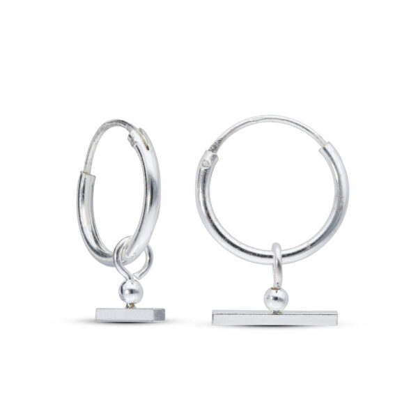Sterling Silver Small T-Bar Hoop Earrings - Image 3
