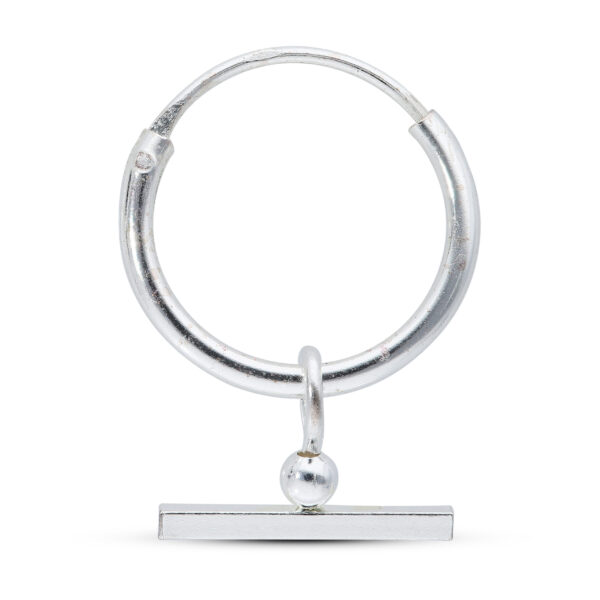 Sterling Silver Small T-Bar Hoop Earrings - Image 2