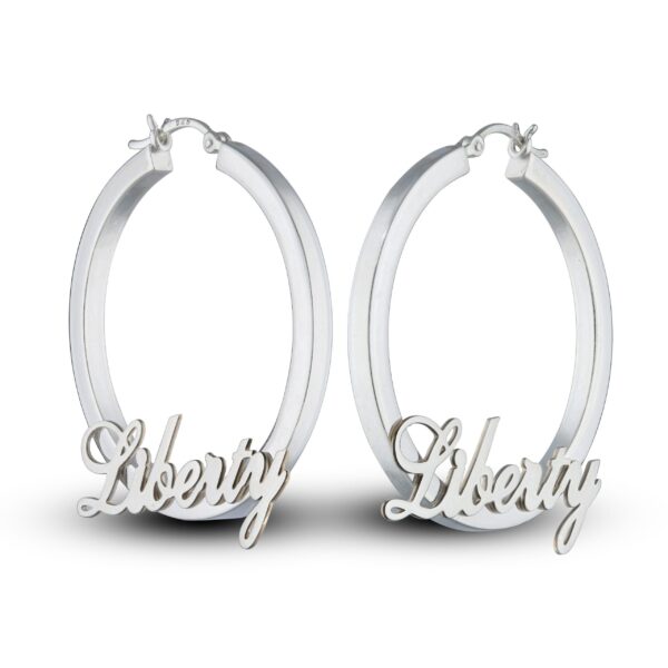 Personalised 925 Sterling Silver Round Hoop Earrings - Image 3