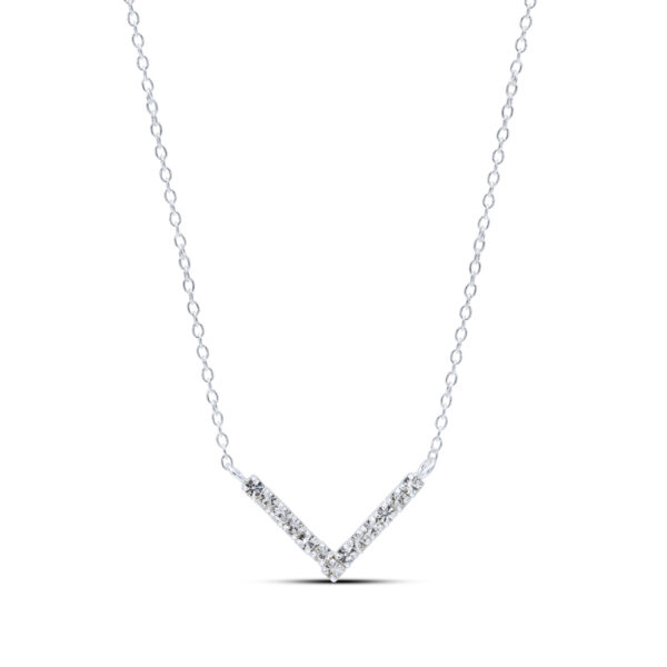 Sterling Silver Crystal V Necklace - Image 2