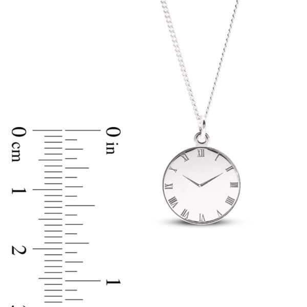 Sterling Silver Roman Numeral Clock Pendant - Image 4