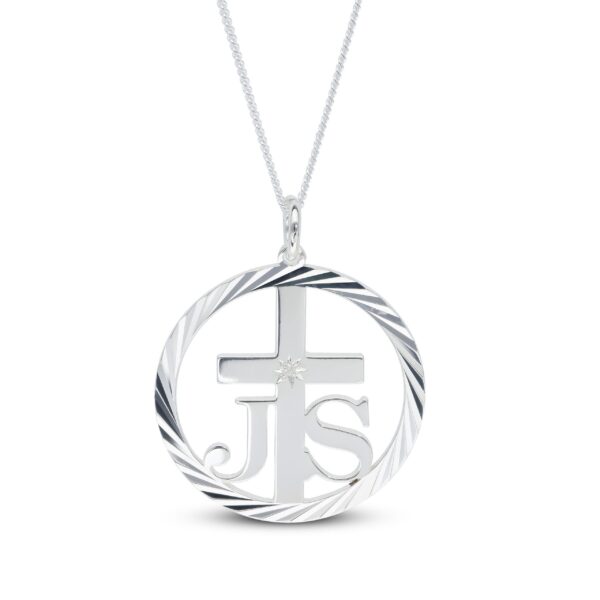 Personalised Silver Confirmation Diamond Cross Pendant