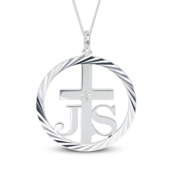 Personalised Silver Confirmation Diamond Cross Pendant - Image 3