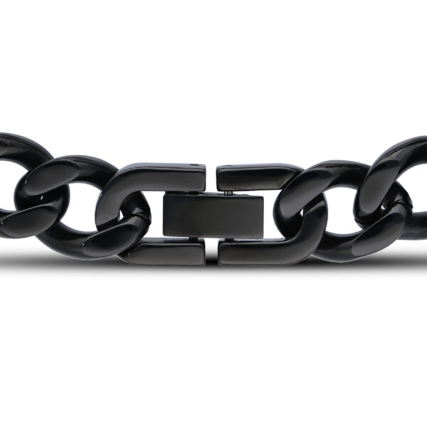 Stainless Steel Black Curb Men's Bracelet - Image 2