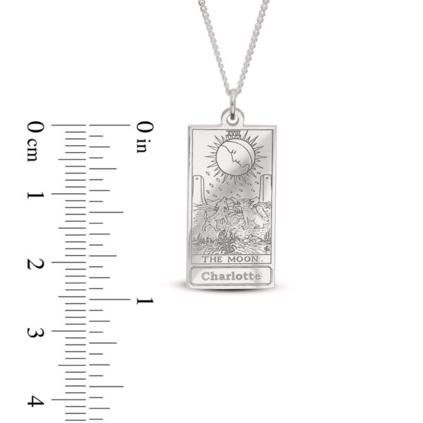 Personalised Sterling Silver The Moon Tarot Card Name Necklace - Image 2