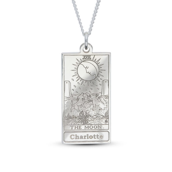 Personalised Sterling Silver The Moon Tarot Card Name Necklace - Image 3